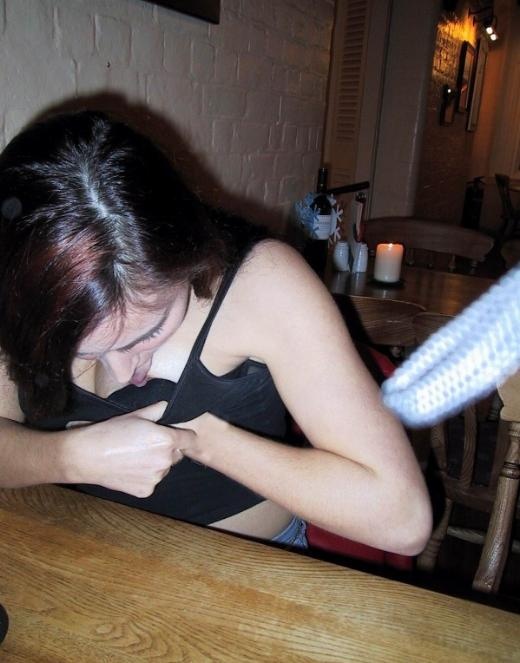 Brunette at a bar